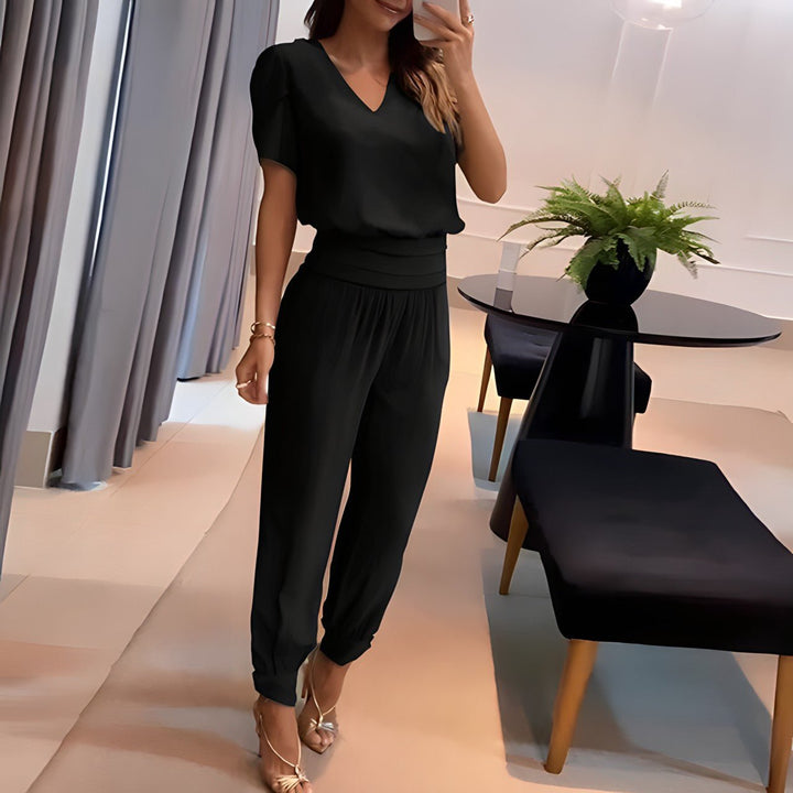 Alexandra - Trendy sæt med bluse og bukser