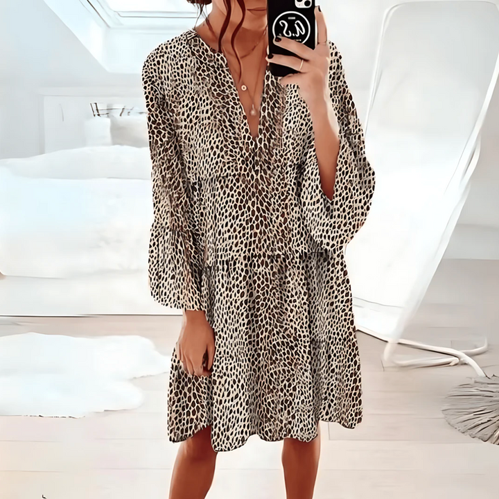 Elena™ - Kjole Med Leopardprint