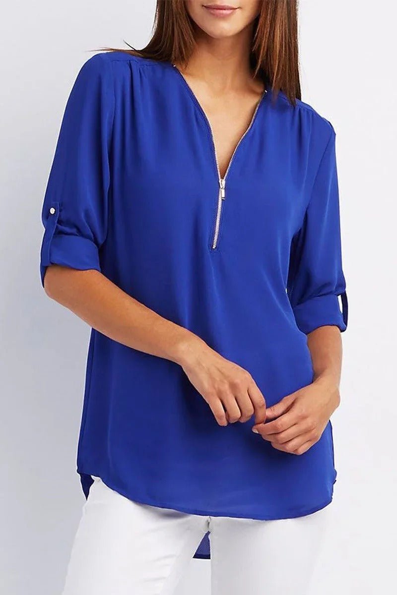 Violet™ - Moderne Skjorte Med Halv Lynlås